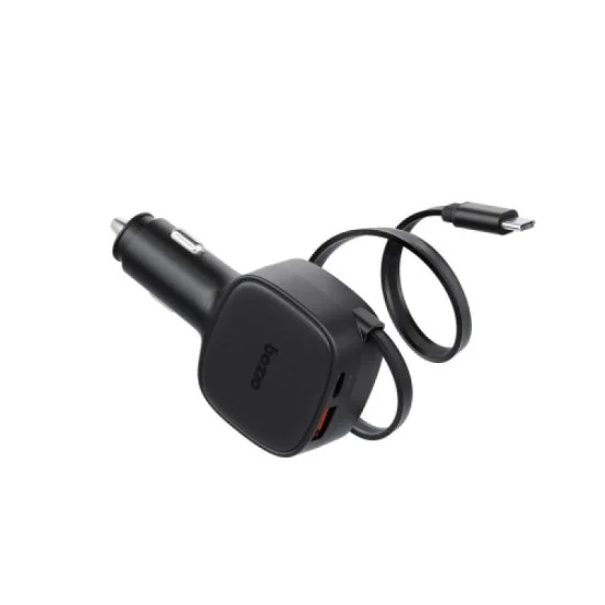 Bazic Godrive Loop 84, 1C1A Car Charger With 75Cm Retractable Usb-C Cable - Black